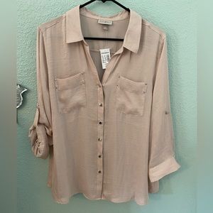 ROZ&ALI Mauve button down blouse, XL